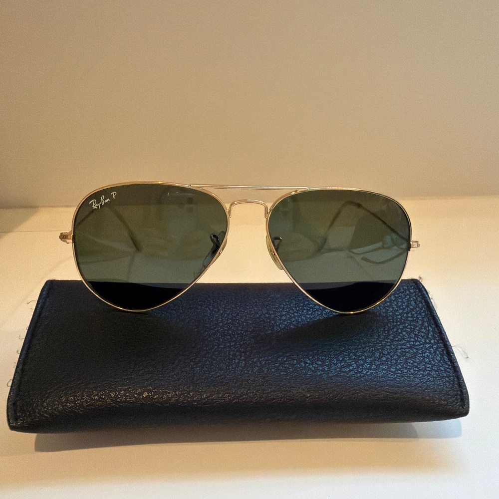 Ray Ban Aviator Sunglasses - Green - Polarized